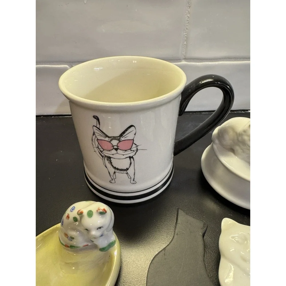 Kitten Kitty Cat Lot Of‎ 5 Figurines Dish Cup Shelfsitter Cat Lady Starter Kit